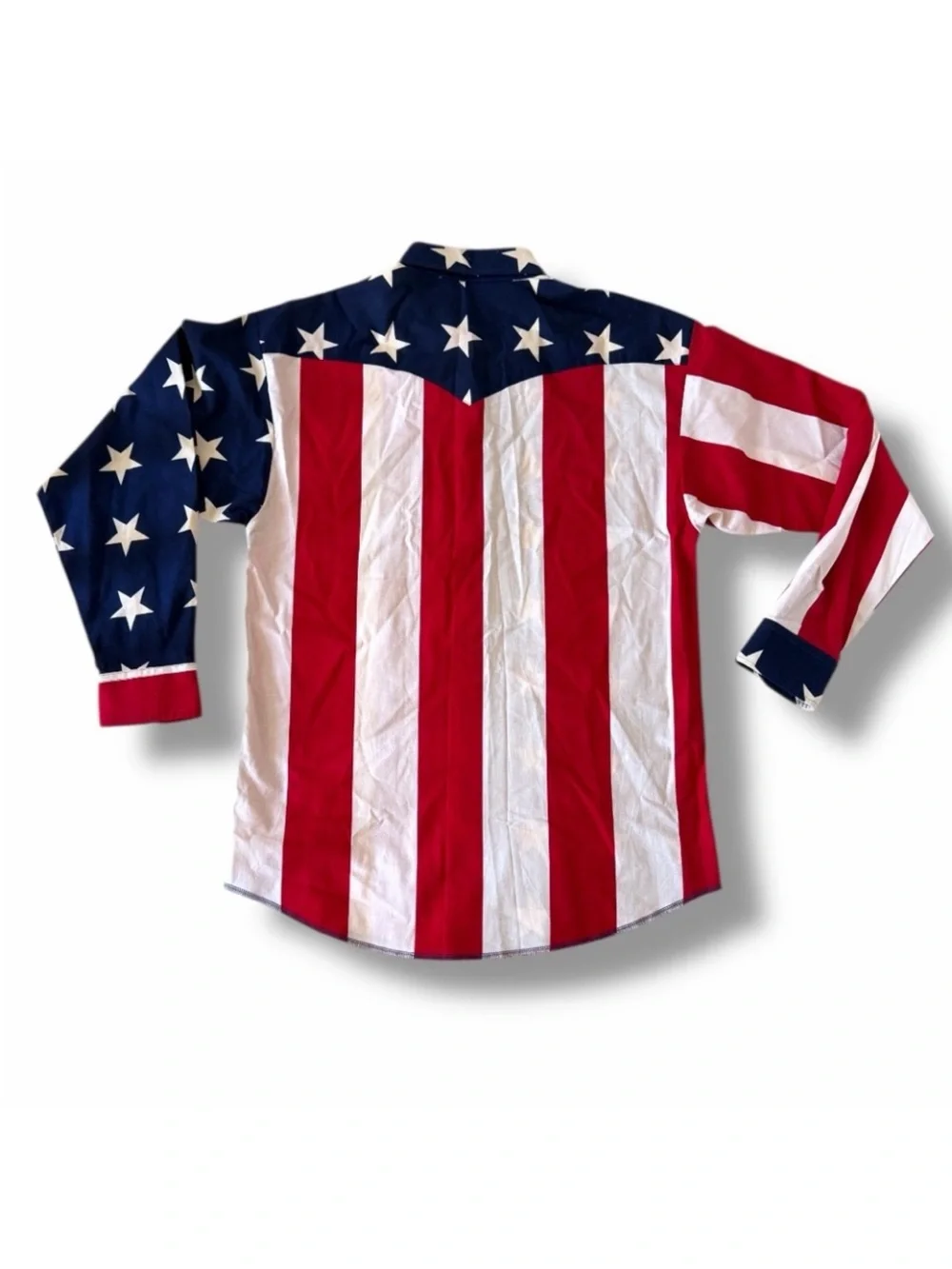 Vtg 90s Brooks & Dunn Panhandle Slim Unisex American Flag Western Shirt M Fits L - Picture 7 of 15